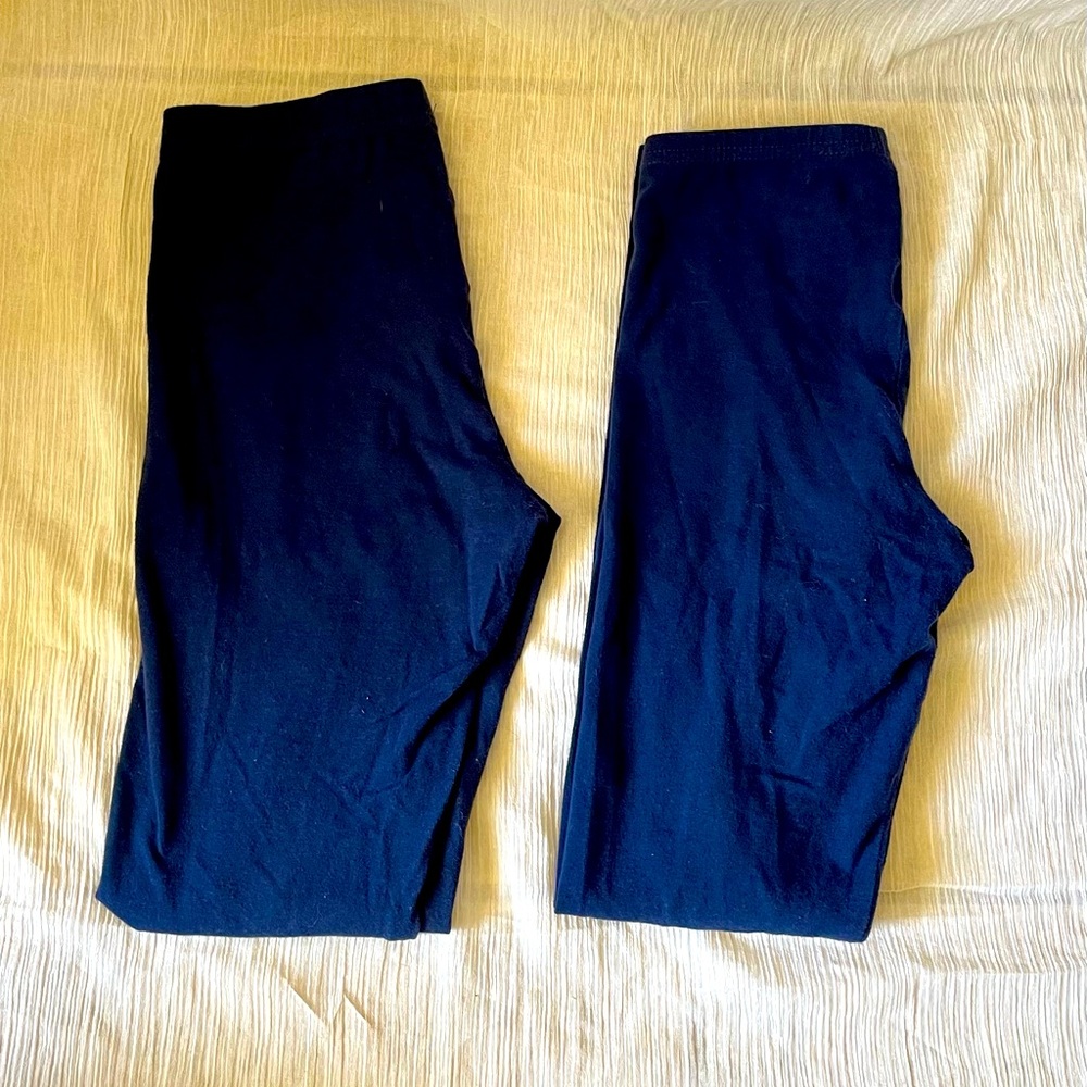 2 pair girls navy leggings 10/12